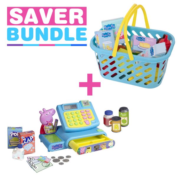 Peppa Pig Cash Register + Peppa Pig Shopping Basket & Accessories Set Bundle