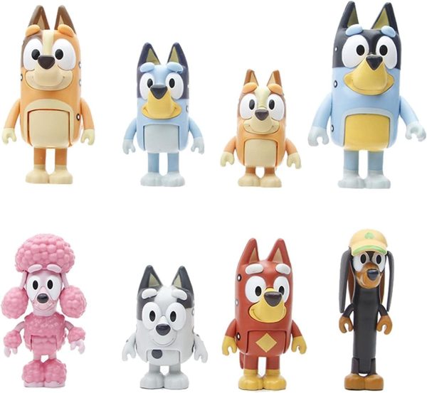 Faminess Bluey Toy Bluey and Friends 8 Pack of Poseable Figures Play Gifts for Girls and Boys Bluey8