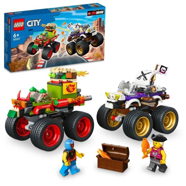 LEGO 60397 City Monster Truck Race 6+ 301 Pieces Building Toy Build 2 Cool Monster Trucks Featured in the Popular Game 2k Drive, Medium