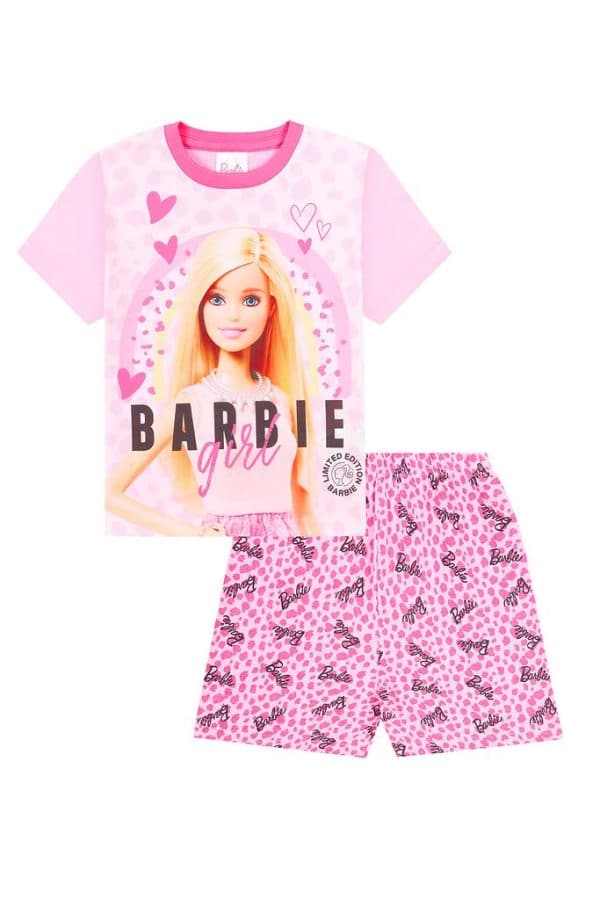 Barbie Girls Official Mattel Short Pink Pyjama Set