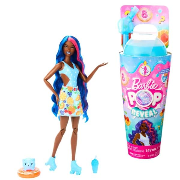 ​Barbie Pop Reveal Fruit Series Doll, Fruit Punch Theme with 8 Surprises Including Pet & Accessories, Slime, Scent & Color Change, HNW42