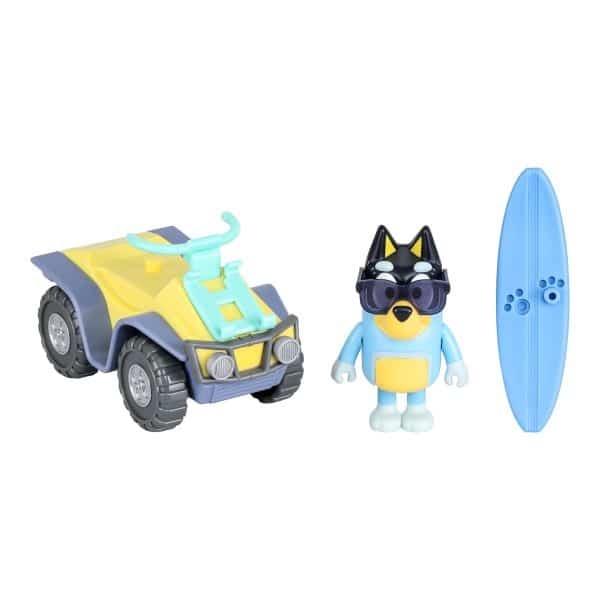 Bluey 17549 Vehicle & Figure Beach Quad with Bandit, Multicolor