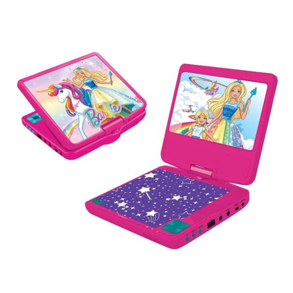 Lexibook Barbie Portable DVD Player, 7 "LCD, 2 Speakers, Rechargeable Battery, Pink, DVDP6BB