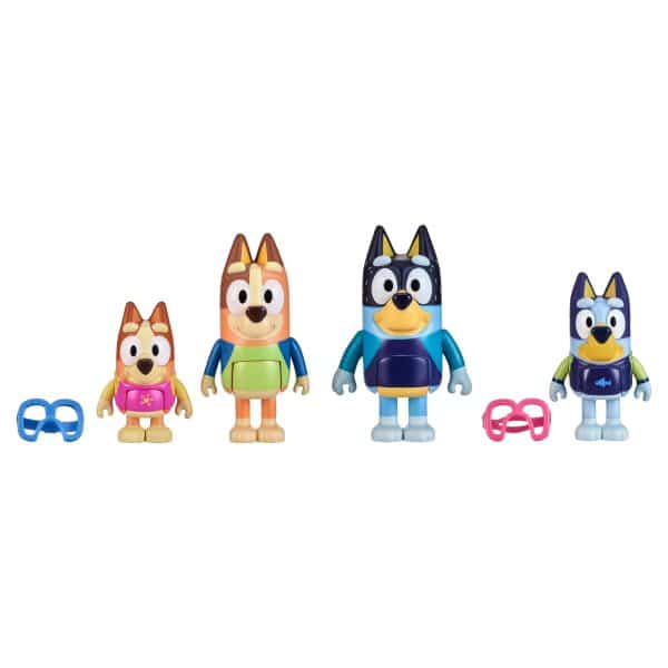 Bluey 17547 Family Day Figure 4PK Beach, Multicolor