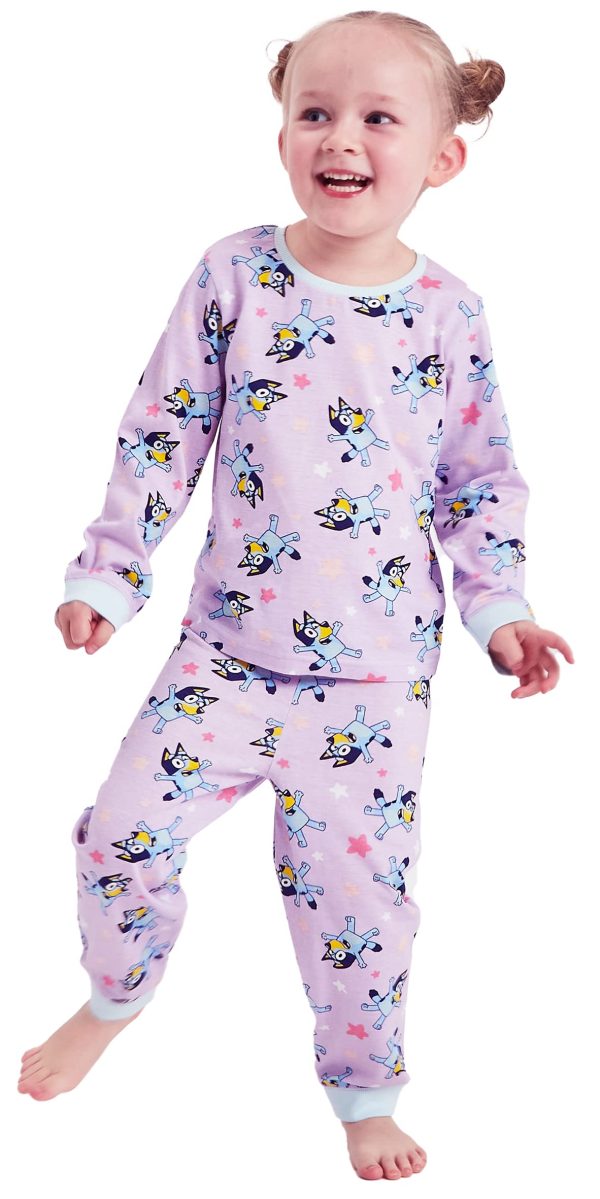 Bluey Girls Pyjamas Lilac Character Nightwear