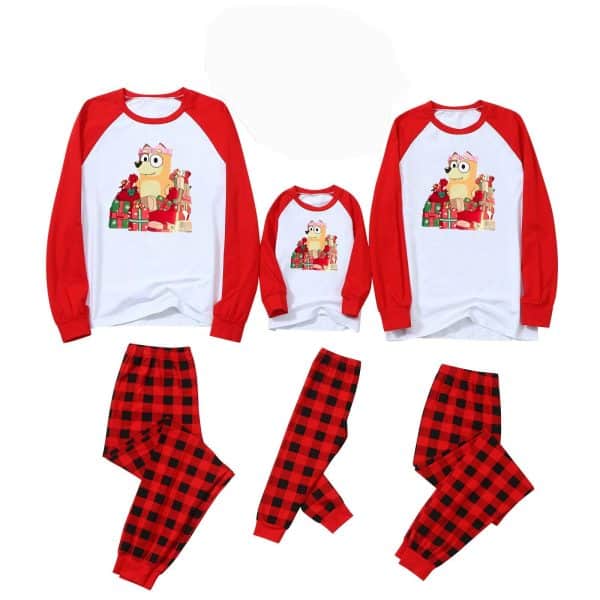 B-luey Family Matching Christmas Pyjamas Set Cute Pajamas PJs Set Xmas Sleepwear Nightwear for Mens Womens Adults Kids