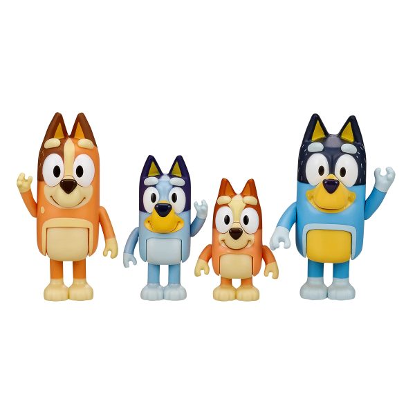 Bluey and Family: Bingo, Bandit and Chilli 4 Figure pack Articulated Character Action Figures 2.5 inches Official Collectable Toy