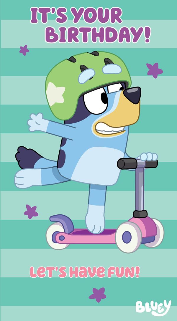 Danilo Promotions Limited Bluey Birthday Card, Official Bluey Greeting Card, Happy Birthday Bluey Card,Multi,9 x 5 inch