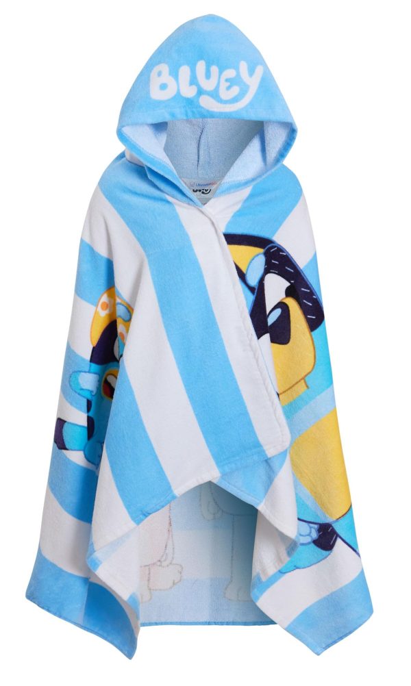 Bluey Hooded Towel Boys Girls Poncho 100% Cotton Kids Beach Towel Bath Towel Swimming Wrap Changing Robe