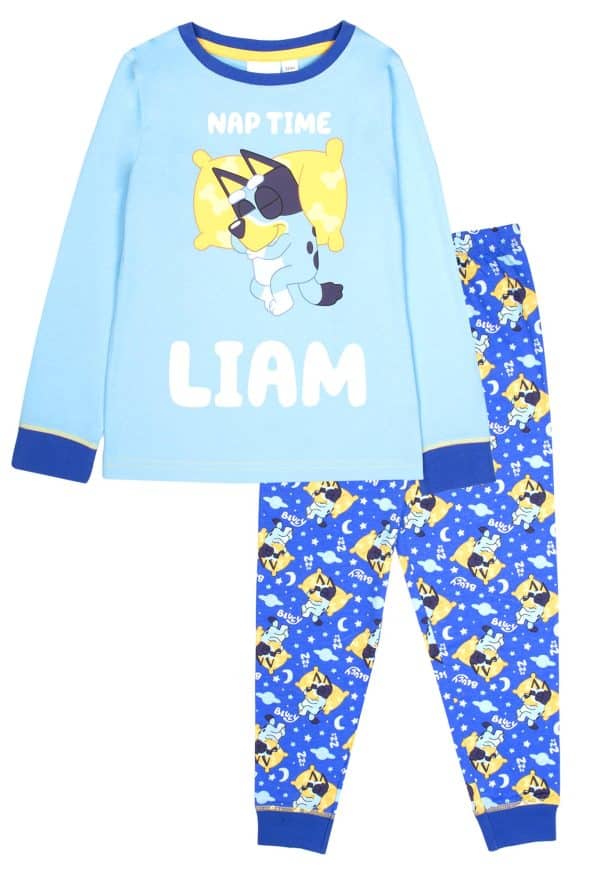 Bluey - Personalised Long Sleeve Pyjama - 100% Cotton, Soft & Warm Winter PJs for Boys & Girls - Great