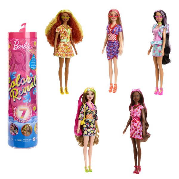 Barbie Dolls and Accessories, Color Reveal Doll, Scented with 7 Surprises Including Color Change, Sweet Fruit Series, HJX49