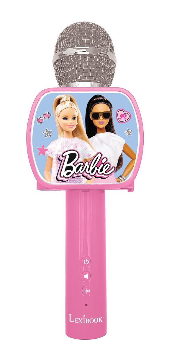 Lexibook MIC240BB Barbie, Bluetooth Microphone with Voice Change, Phone Holder Included, Built-in Speaker, Pink, One Size