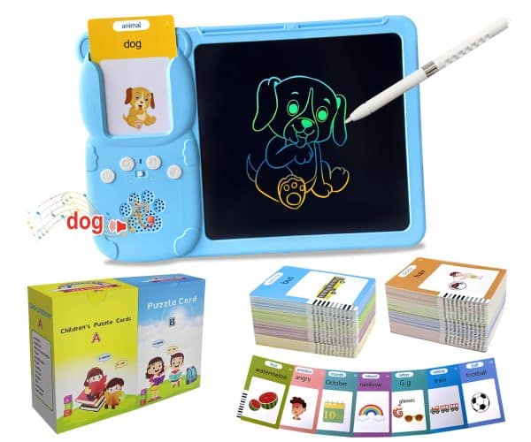 Rylai Toddler Toys LCD Writing Tablet for Kids, Pocket Speech Talking Flash Cards 510 Sight Words, Drop Resistant Drawing Pad Preschool Learning Autism Sensory Toys for 2 3 4 5 6 7 Blue 510 Words-Blue