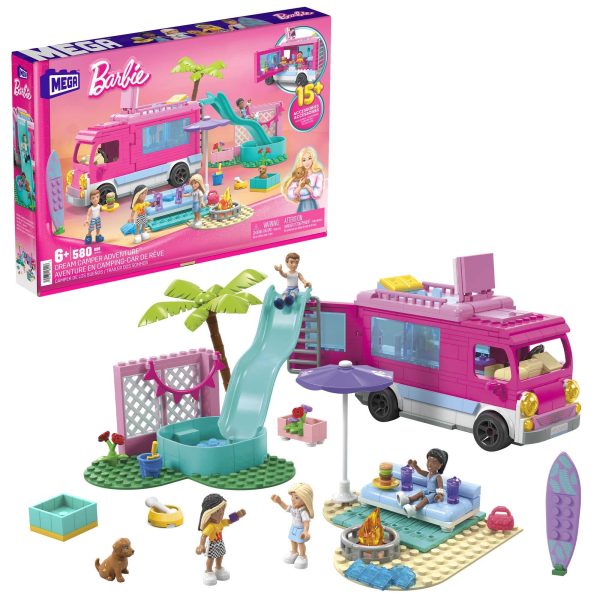 MEGA Barbie , Dream Camper Adventure, building toy for girls and boys +6 years old. Includes 580 bricks, HPN80 Modern