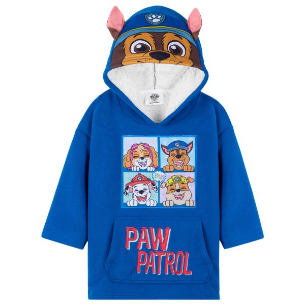 Paw Patrol Fleece Blanket Hoodie for Kids - One Size 3-6 Years Kids Oversized Hoodie Sherpa-Lined - Gifts for Boys Blue