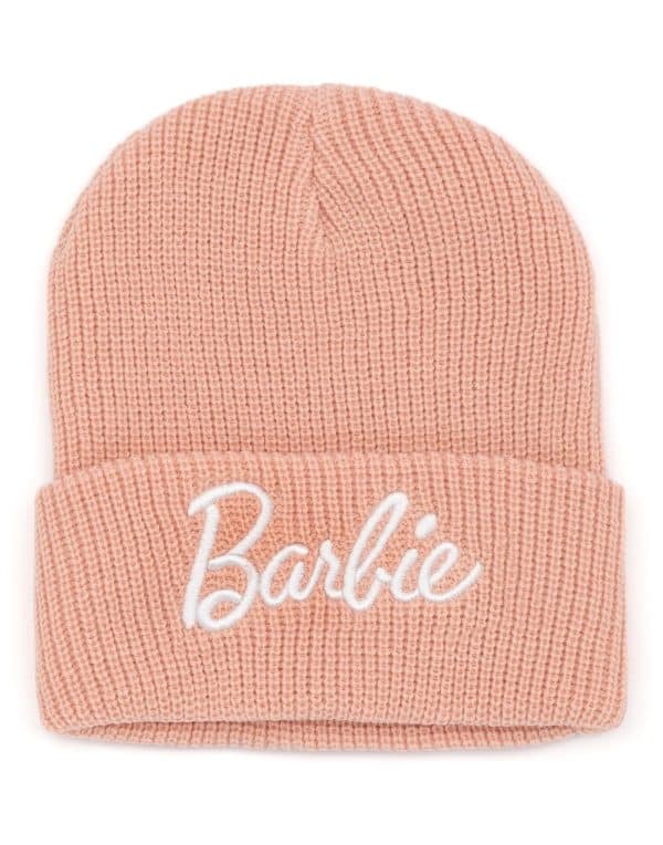 Barbie Beanie Womens | Ladies Adults Doll Logo Pink Knitted Woolly Winter Hat | Fashionista Head Warmer One Size