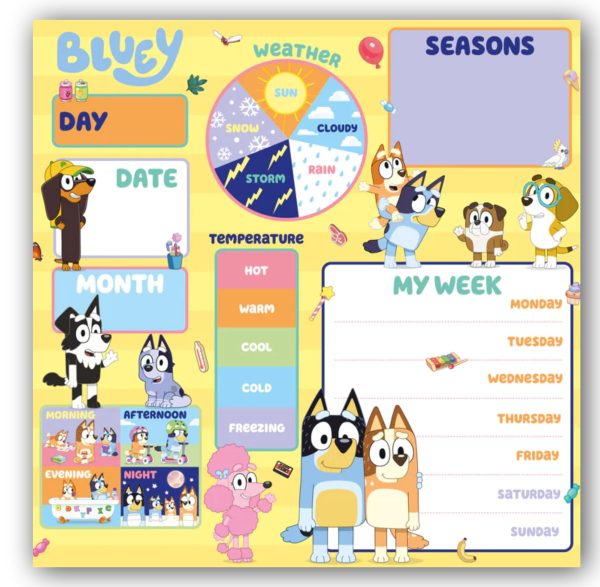 Bluey My First Activity Calendar - Visual Childrens Daily planner, Teach seasons, days, weather & month's