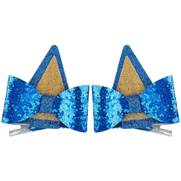 1 Pair Bluey Ears Hair Clip,Dog Ears Hair Clips Glitter Bluey Ears for Kids Bluey Bow Hair Barrettes Birthday Decorations Halloween Costume Cosplay Accessories Party Supplies