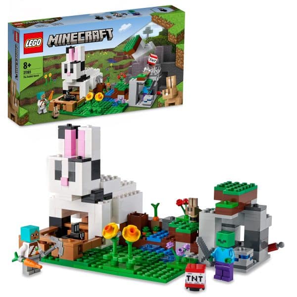 LEGO 21181 Minecraft The Rabbit Ranch House Farm Set, Animals Toy Kids, Boys And Girls Age 8 Plus With Tamer And Zombie Figures single