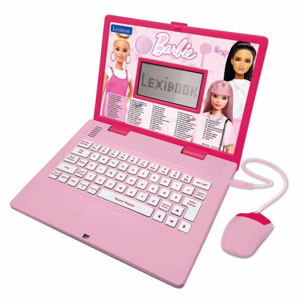 Lexibook JC598BBi1 Mattel Barbie, Educational and Bilingual Laptop in English/French, Toy for children with 124 activities to learn, play games and music, Pink