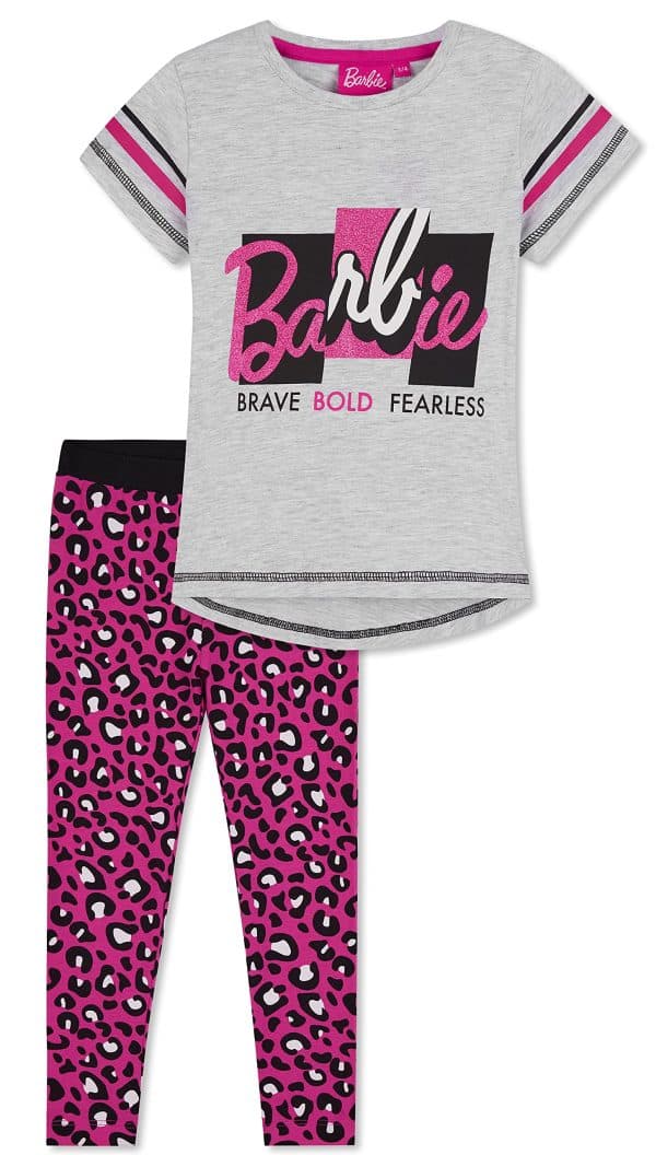 Barbie T-shirts & Leggings For Girls, Kids Outfits Age 2-13, Cute Clothes (Grey/Purple, 4-5 Years) 4-5 Years Grey/Purple