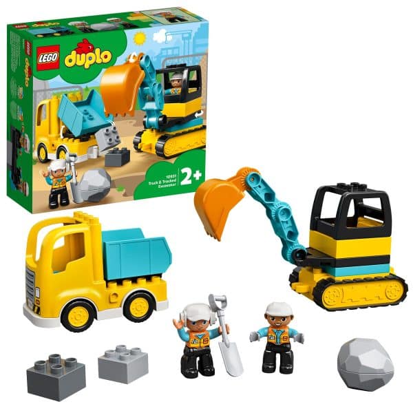 LEGO 10931 DUPLO Town Truck & Tracked Excavator Construction Vehicle Toy, Christmas Treat, Gifts for Toddlers, Girls and Boys aged 2-4 Years Old, Fine Motor Skills Development single