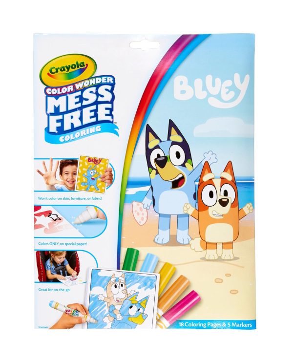 CRAYOLA Color Wonder - Bluey Colouring Mess-Free Book (Includes 18 Colouring Pages & 5 Magic Color Wonder Markers) 6 Piece Set