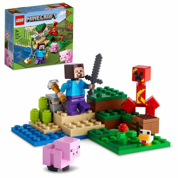 LEGO 21177 Minecraft The Creeper Ambush Building Toy With Steve, Baby Pig & Chicken Figures, Gift Kids, Boys And Girls Age 7 Plus Years Old single