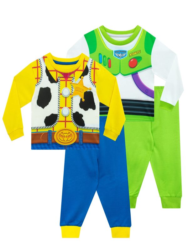 Disney Pyjamas | Buzz Lightyear & Woody Pjs | 2 Pack Long Sleeve Boys Pyjamas | Toy Story Pyjamas for Kids