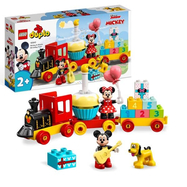 LEGO 10941 DUPLO Disney Mickey & Minnie Birthday Train, Building Toys for Toddlers with Number Bricks, Cake and Balloons, 2 Year Old Girls & Boys Gifts single