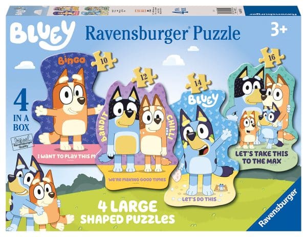 Ravensburger Bluey 4 Large Shaped Jigsaw Puzzles (10, 12, 14, 16 Piece) for Kids Age 3 Years Up