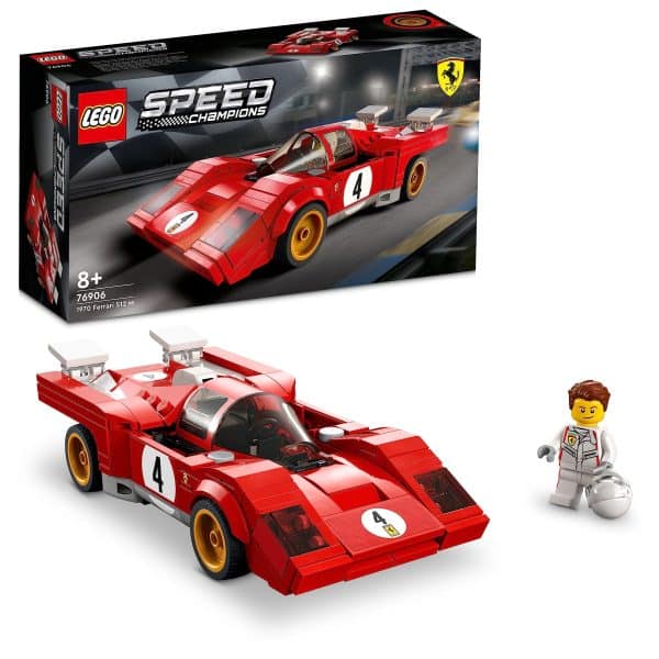 LEGO 76906 Speed Champions 1970 Ferrari 512 M Sports Red Race Car Toy, Collectible Model Building Set With Racing Driver Minifigure single