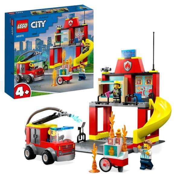 LEGO 60375 City Fire Station and Fire Engine Learning Toys for Kids 4 Plus Years Old Boys & Girls, with Firefighter Minifigures Emergency Vehicle Playset Single