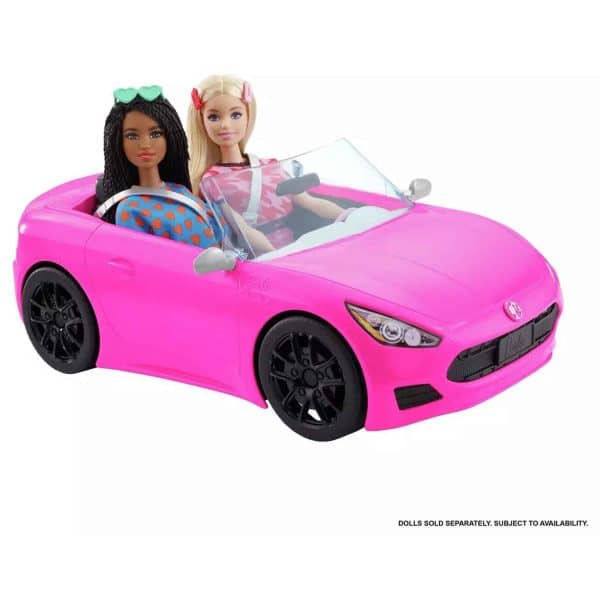 Barbie Pink Convertible 2-Seater Vehicle with Rolling Wheels